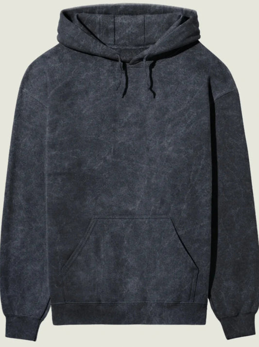 Acid Wash Navy Cotton Hoodie