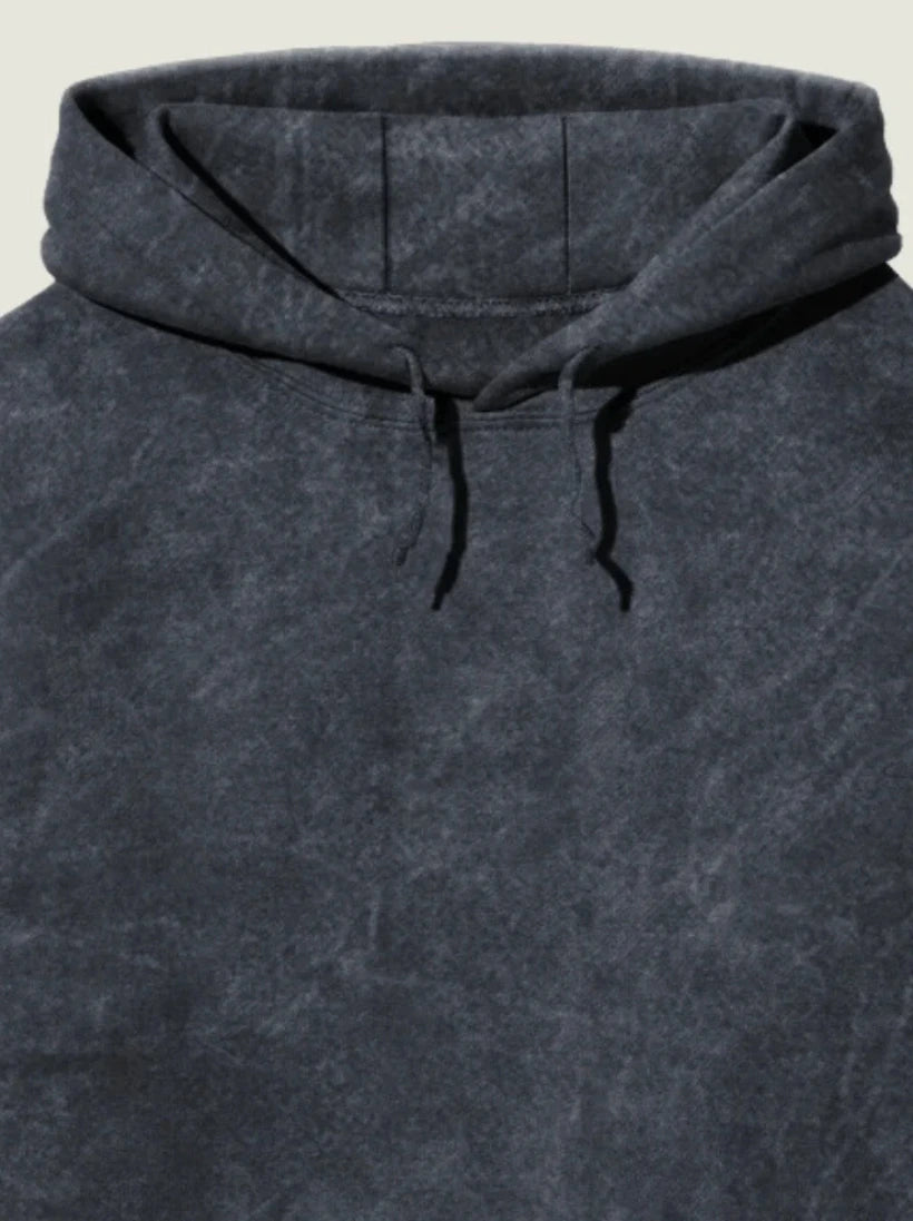 Acid Wash Navy Cotton Hoodie