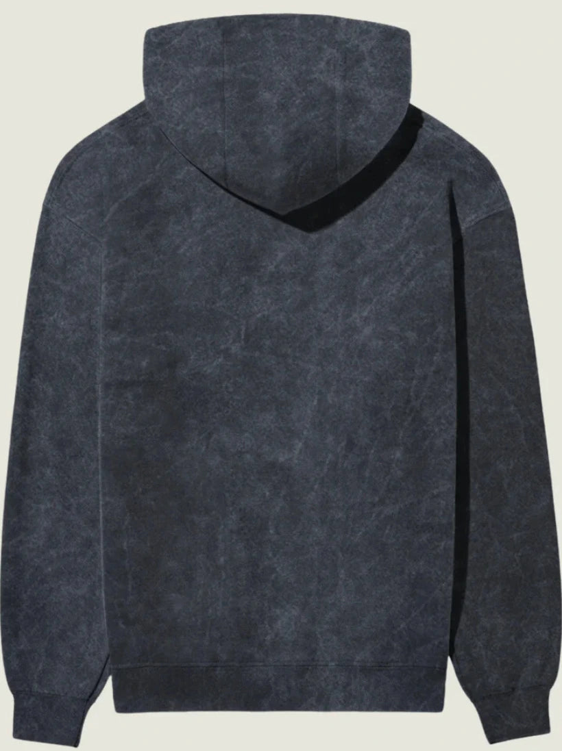 Acid Wash Navy Cotton Hoodie